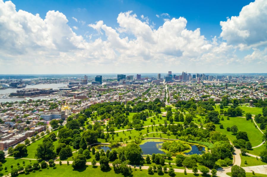 View of Patterson Park in Baltimore, Maryland