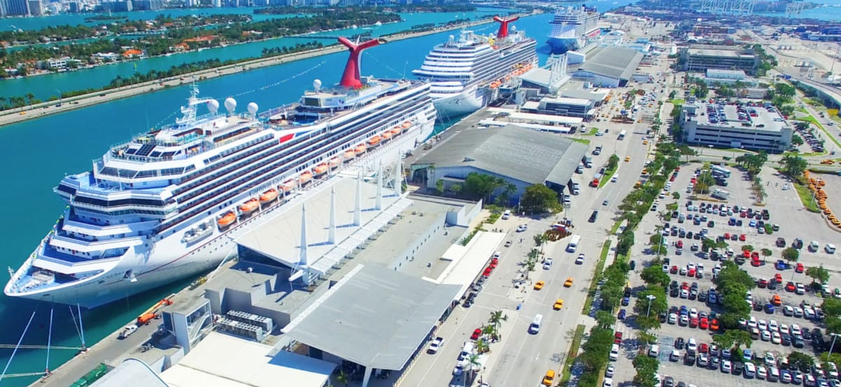 Carnival Cruise Ships Docked in Miami at Terminals E and F