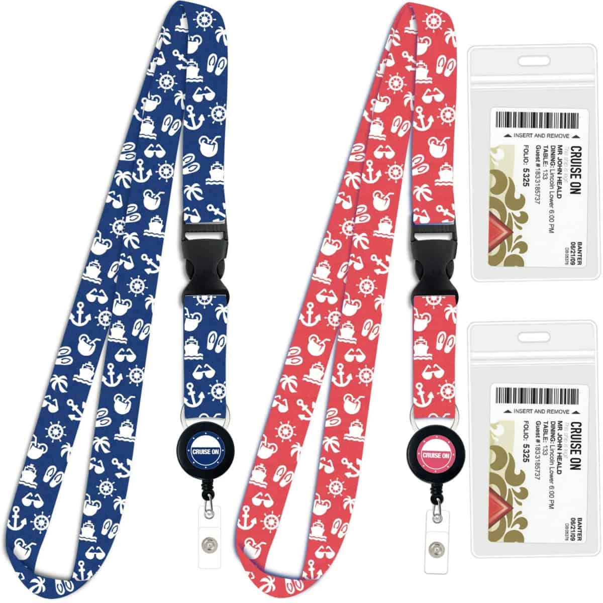 Cruise Lanyards with ID Holder, Retractable Badge & Waterproof Card Holders