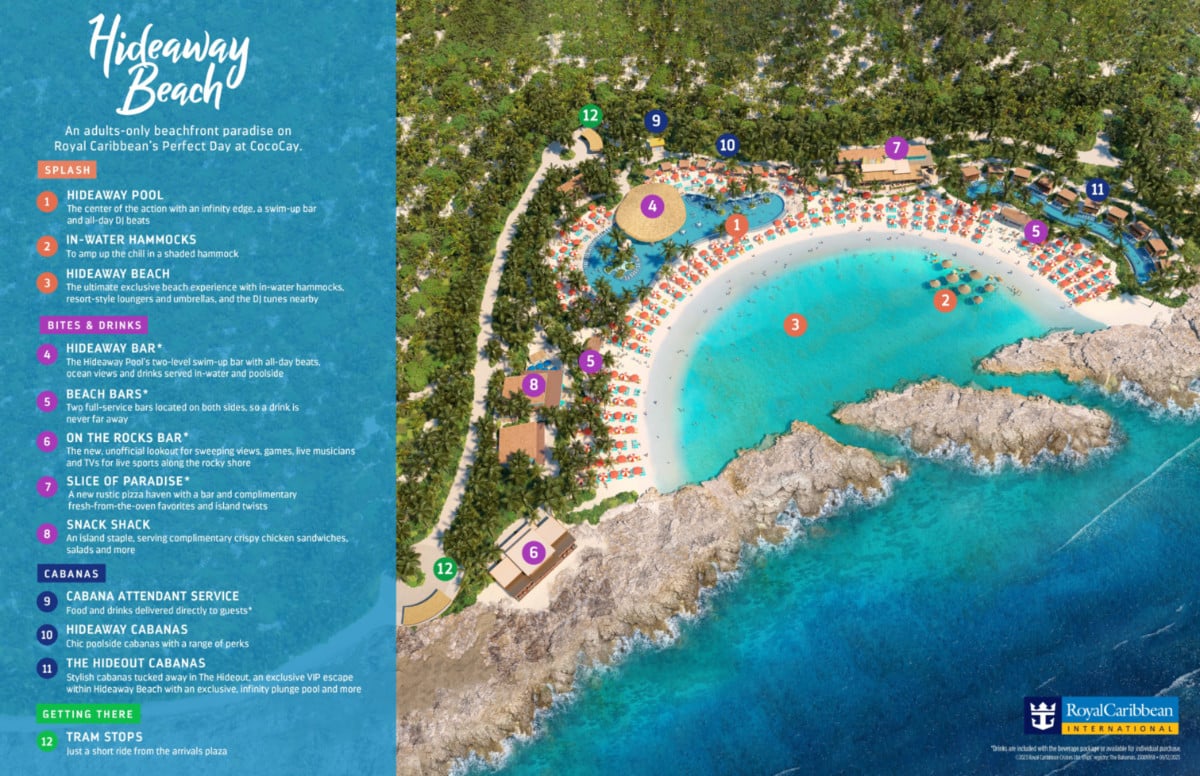 Royal Caribbean's Hideaway Beach Map