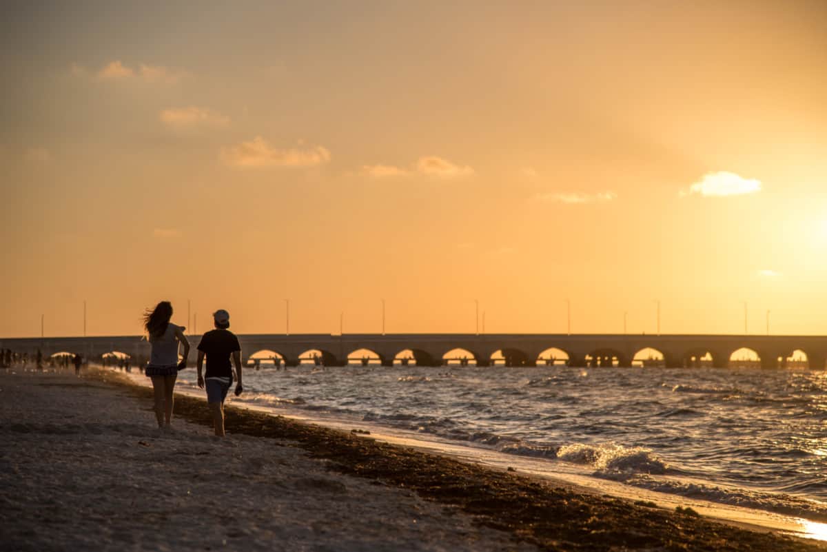Progreso Beach with Pier and Sunset