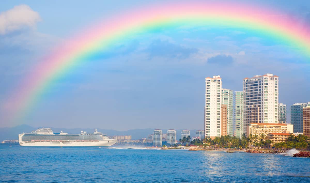 Cruise Ship and Rainbow in Puerto Vallarta
