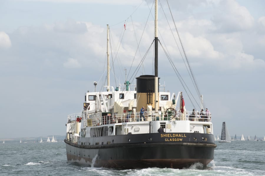 Shieldhall a historic steamship underway on The Solent southern England UK
