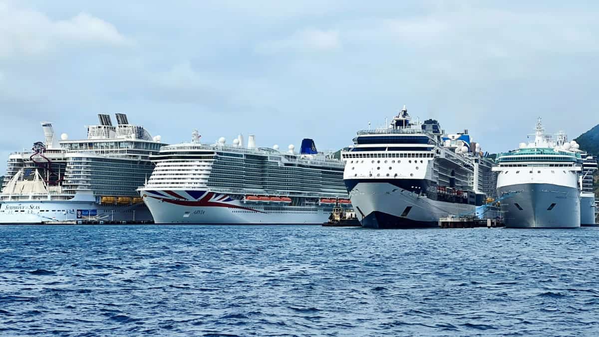 Cruise Ships Docked in St. Maarten, Caribbean